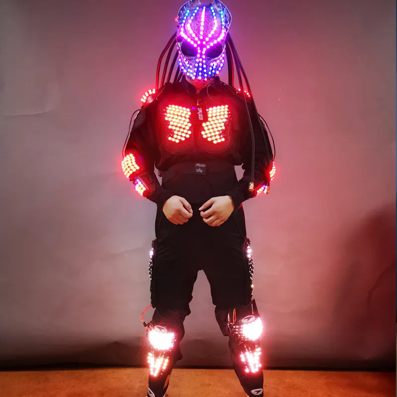 Disfraz de gogo para hombre, armadura de luz LED, Robot de baile, traje luminoso para escenario, fiesta