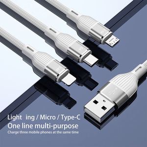 マルチ充電ケーブル3in1充電ケーブルマルチUSBケーブルほとんどの電話用のType-C、マイクロUSB、IPポートを備えた高速充電コード - Product Image 2