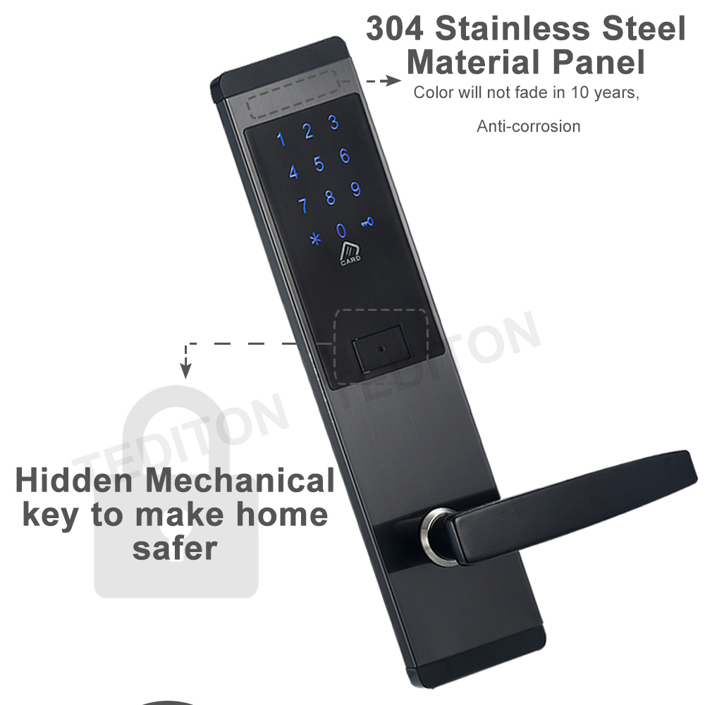 Multi Style High Intelligent Front Door Entrance Electric with Key Card Ttlock BLE Smart Security Doors Lock