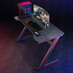 Escritorio de juego electrónico multifuncional, mesa de ordenador mate, pata Z con lámpara, venta al por mayor de fábrica