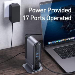 Workstation 17 in 1 Three-screen Different Display Multi-function Type-C HUB Docking Station (EU) - Product Image 5