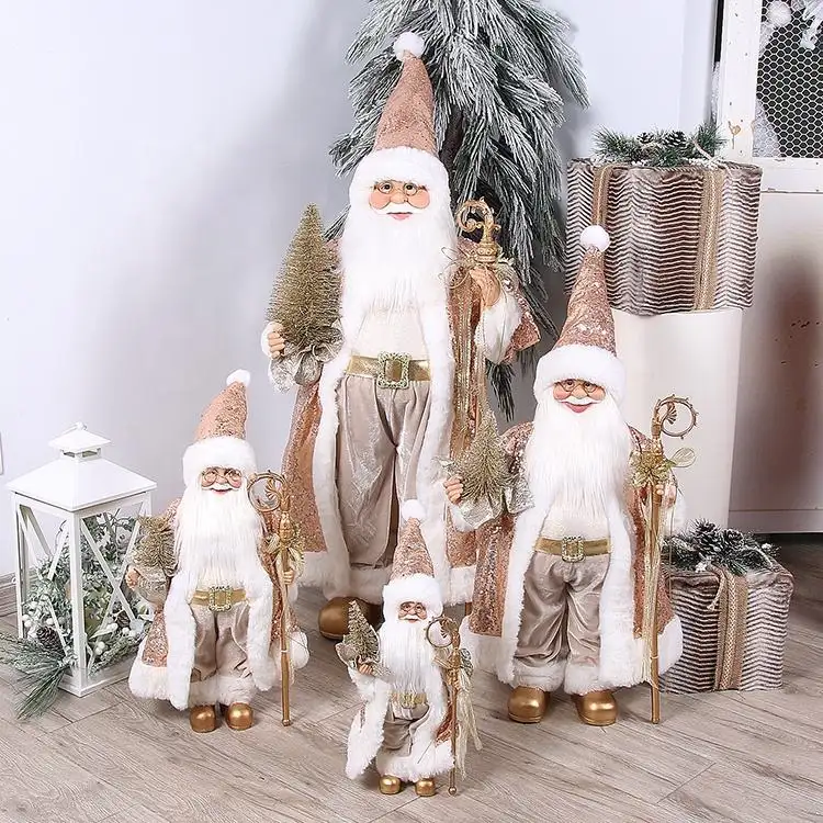 Papá Noel de Navidad, decoración de vacaciones de tamaño real de 30CM, con lentejuelas, diseño especial, venta al por mayor, 2022
