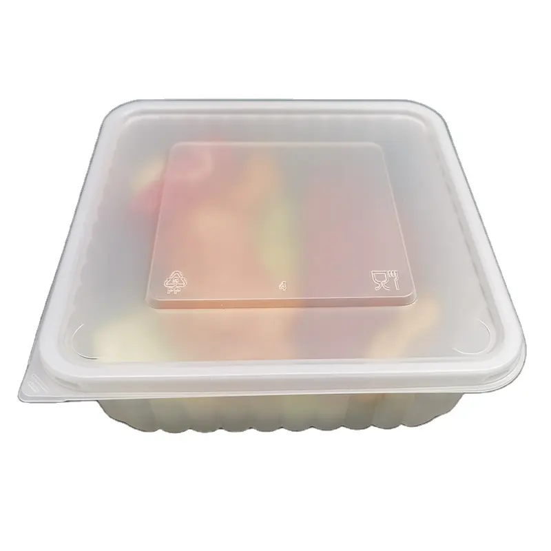 Bandeja de plástico desechable para frutas y verduras, caja de alimentos para ensalada, se puede calentar en microondas