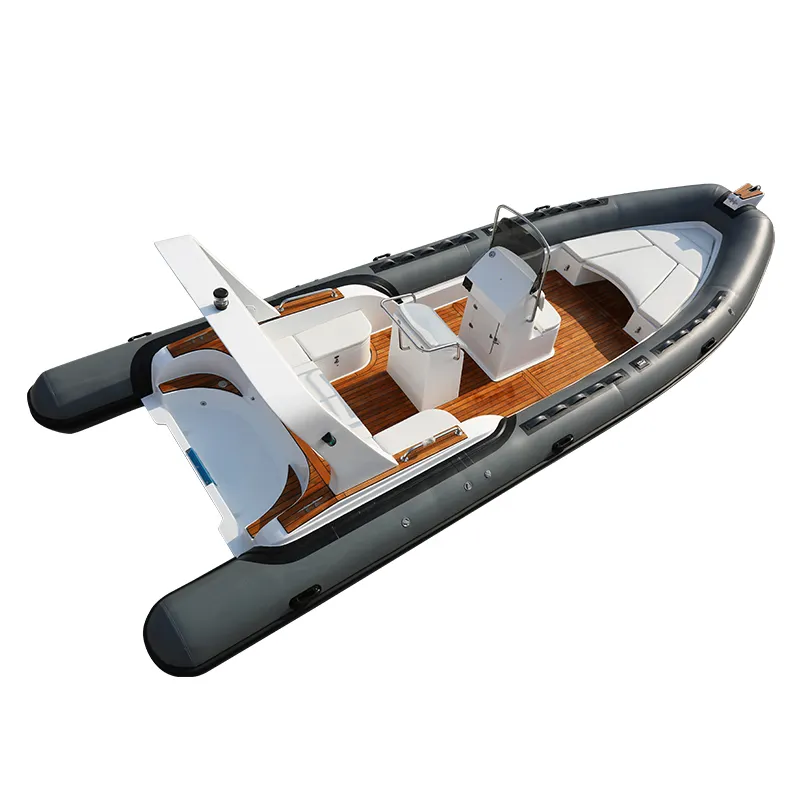 Certificado CE de marinero RIB760 barco inflable rígido de fibra de vidrio grado yate con motor fuera de borda Hypalon y materiales de casco de PVC