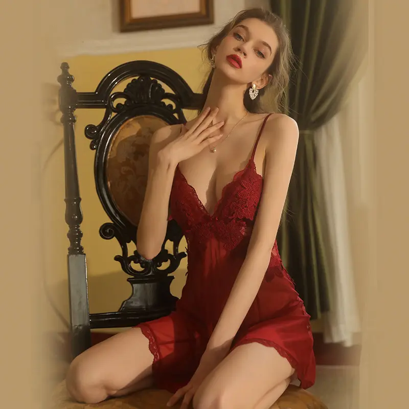 ホットプラスサイズのセクシーなランジェリー女性セックスベビードールパジャマレースランジェリーセクシーなクロッチレスエロ透明ドレス