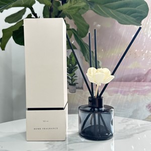 Toptan lüks 100ml 200ml boş yuvarlak siyah kamışlı cam oda kokusu şişe sopa ve kutu ile Aroma yağı difüzörü - Product Image 4