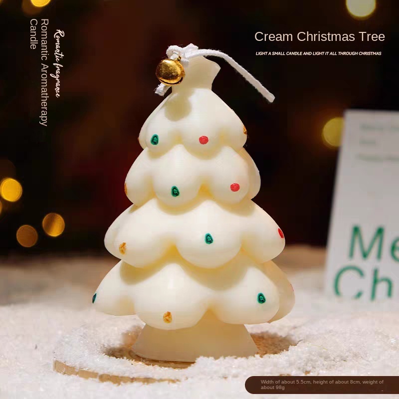 Boîte à bougies sapin de Noël E-cream blanc
