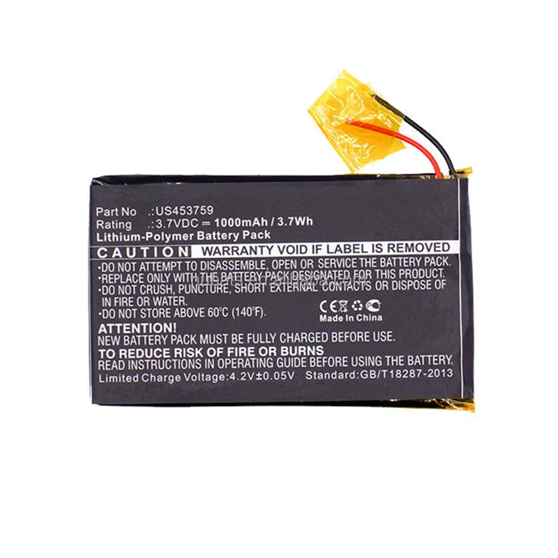 Lipo 453759 1000mAh 3.7V แบตเตอรี่แบบชาร์จไฟได้สำหรับ NWZ-ZX1 Sony Walkman