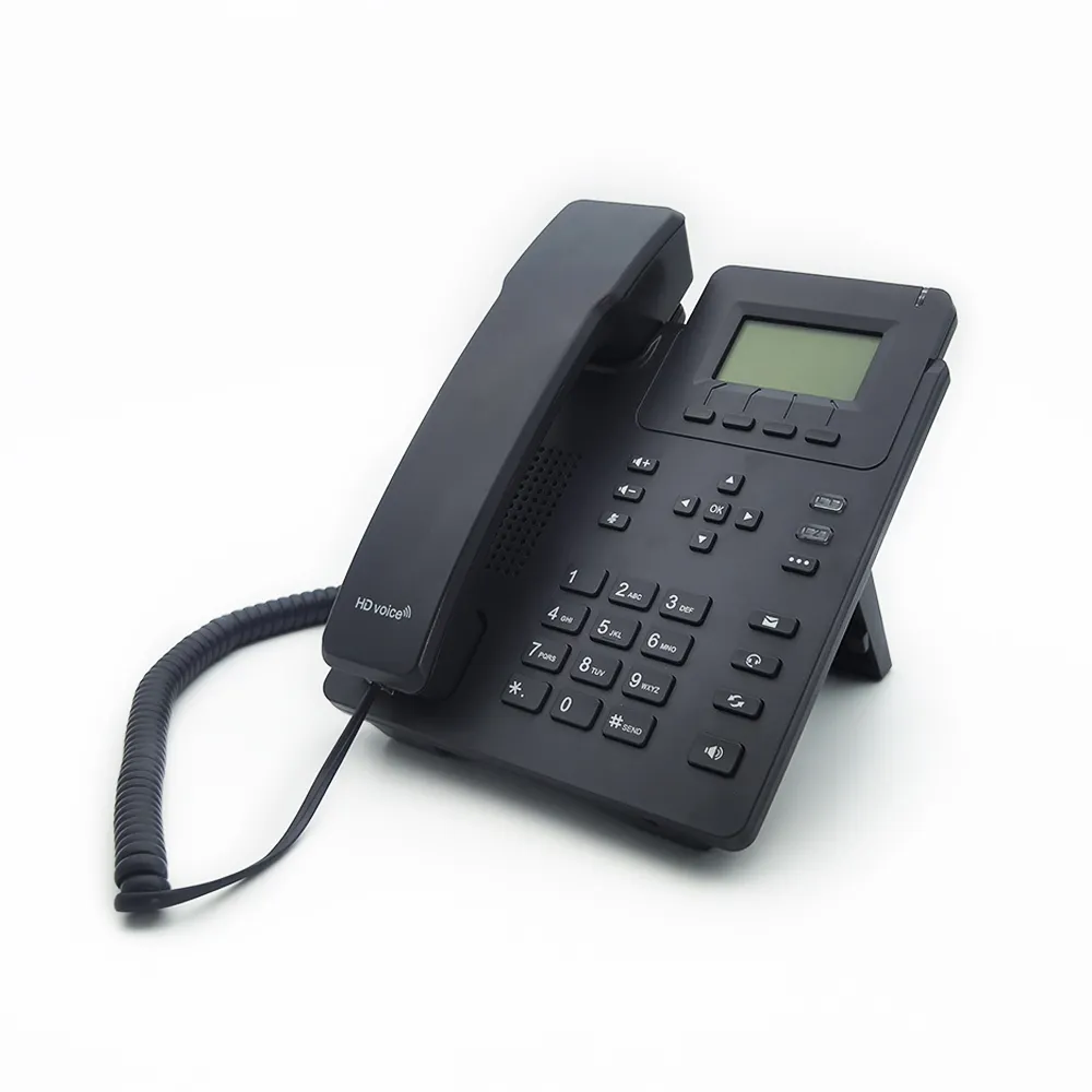 Profesional 2 líneas SIP VOIP Teléfono de escritorio Audio HD de bajo costo con soporte EHS y POE para oficina de negocios Hotel Teléfono IP