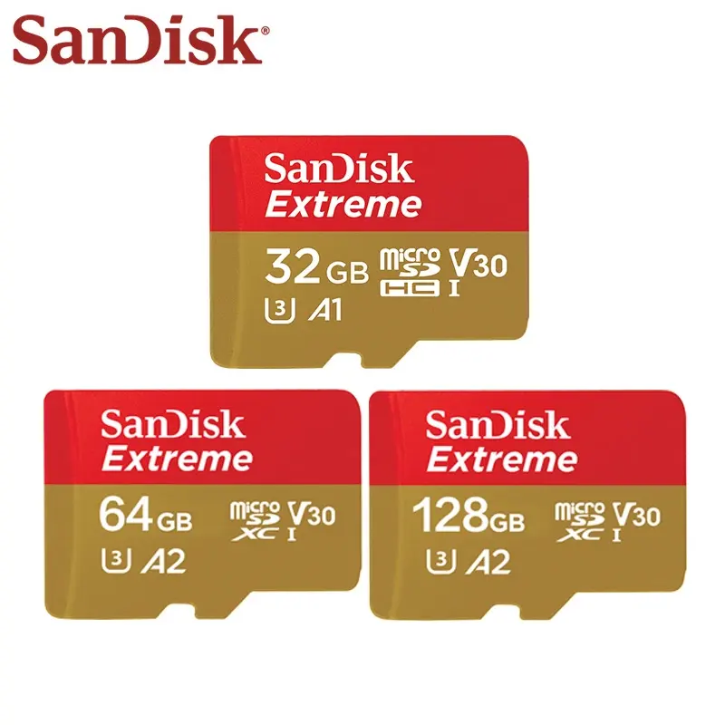 Kartu Memori Sandisk Asli 64Gb Extreme A2, Kartu Tf Memori Sd 32Gb 64Gb 128Gb 256Gb, Kartu I C10 U3 V30 A2