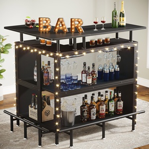 Mini ev taşınabilir siyah likör dolabı kahve Bar ünitesi <span class=keywords><strong>masa</strong></span> depolama ve Footrest ile ev mutfak Bar Pub için - Product Image 5