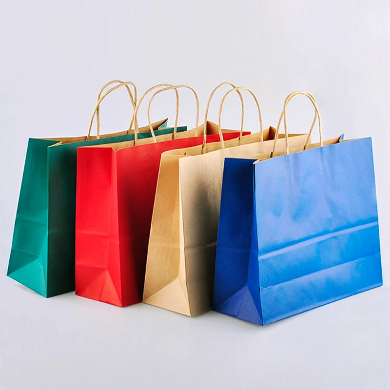 custom kraft paper gift bags with handles festive