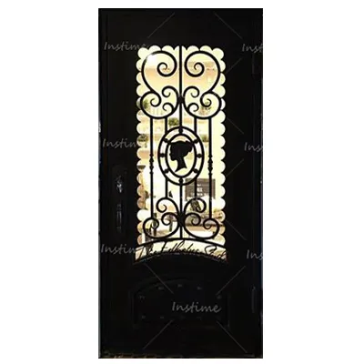 Instime diseño de lujo gran oferta de alta calidad exterior entrada principal entrada frontal francesa doble puertas de hierro forjado para Villa