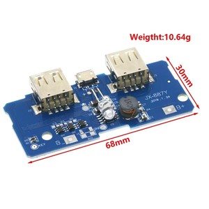 5V 2Aパワーバンク充電器モジュール充電回路基板ステップアップ電源モジュール2AデュアルUSB出力1A入力 - Product Image 5