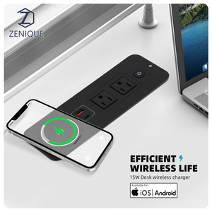 Enchufe de escritorio multifuncional para teléfono móvil con carga inalámbrica y carga USB - Product Image 3