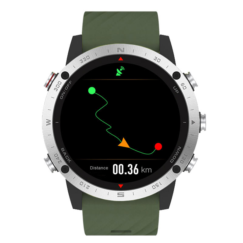 Silver bezel and green silicone strap