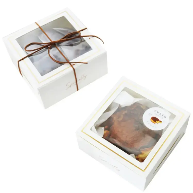 Boîtes transparentes en gros emballage en papier personnalisable de luxe avec carton en plastique Pop carré tasse d'anniversaire boîte à gâteau personnalisée