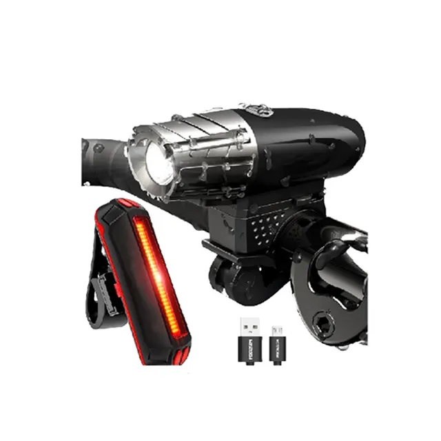 Farol dianteiro esportivo de bicicleta USB 18650 LED tipo lanterna luz dianteira à prova d'água para montagem em guiador