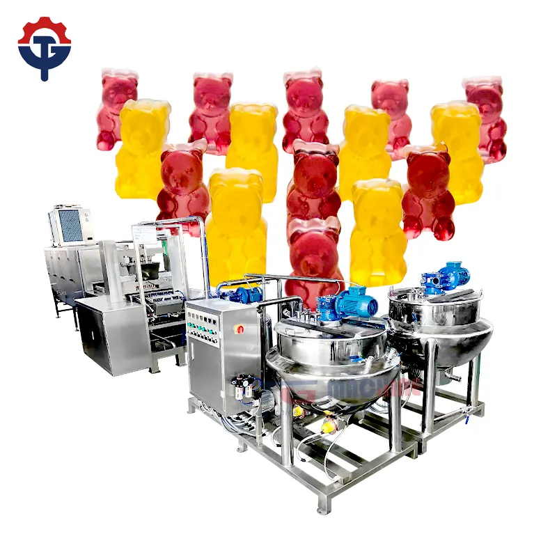 껌 사탕 만드는 기계 자동 사탕 장비 젤라틴 퍼지 부드러운 곰 젤리 생산 라인 2023 신제품