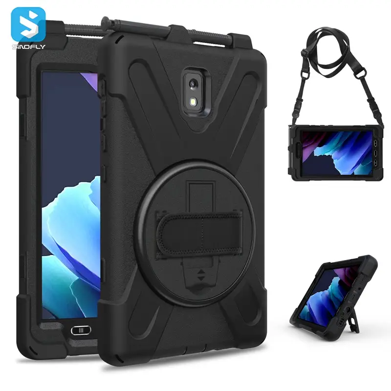 Siliconen Pc Case Voor Samsung Galaxy Tab Actieve 3 Case Robuuste Tablet Cover Met Schouderband