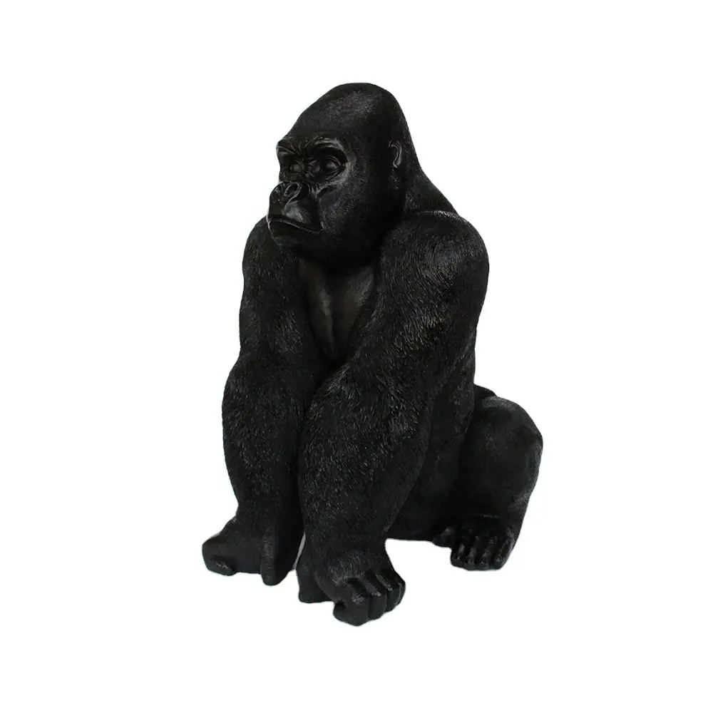 Artefato de resina preto para caminhadas, gorila, ape, estátua de oranguto, decoração de casa, jardim