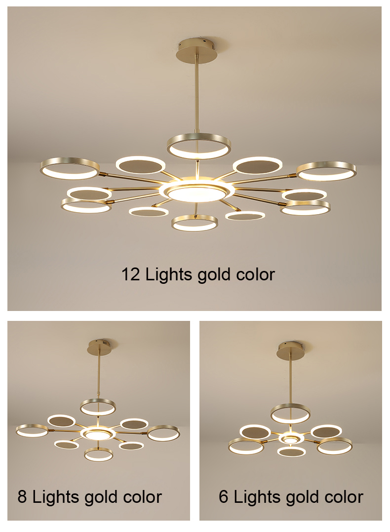 Contemporary High quality luxury villa apartment stair foyer led golden ceiling chandeliers hotel home hanging light fixture