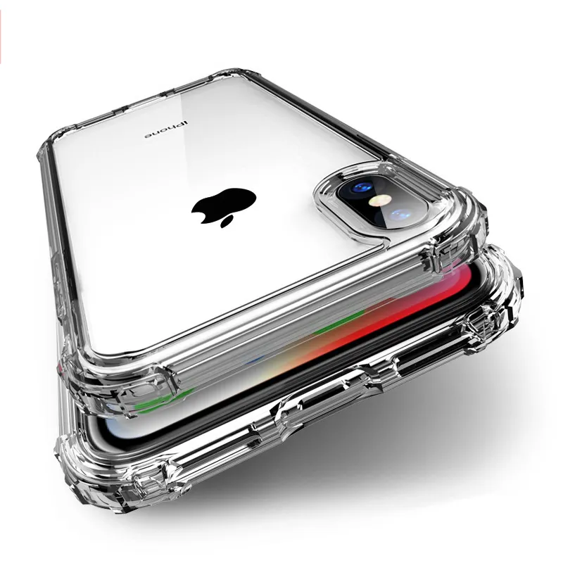 Casing Ponsel Transparan Tahan Guncangan, Pelindung Telepon Genggam Lembut Anti-benturan untuk iPhone X XR XS Max 13 12 11 Pro Mini 6 6S 7 8 Plus SE 2020