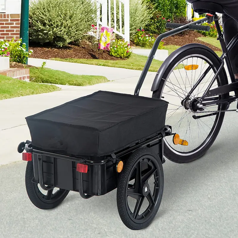 Transportador de equipaje para remolque de carga de bicicleta, caja de transporte extraíble y cubierta, carga máxima: 110LB