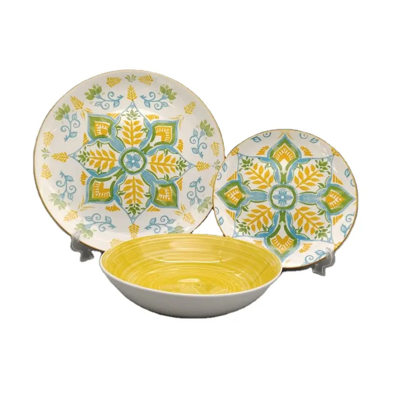 Посуда, столовая посуда, богемная ресторанная тарелка, набор керамических обеденных столовых приборов с тарелками, тарелка зарядного устройства