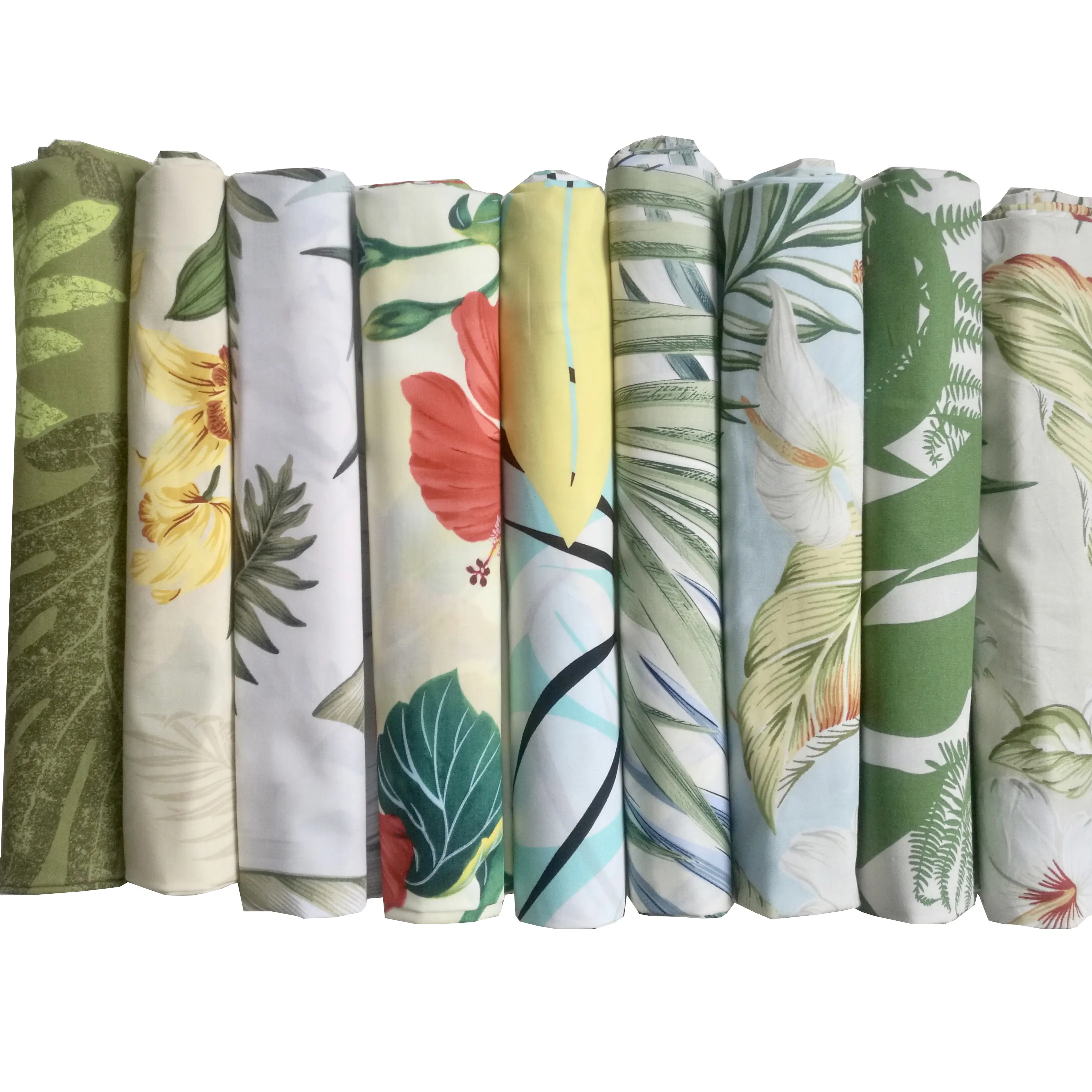 Tessuto stampato in cotone Stock Dropshipping Hawaii fiori e foglie per tessili per la casa o indumenti per vestiti