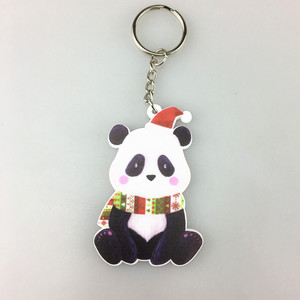 ファクトリーアウトレットソフトPVC 2Dパンダクリスマスキーチェーンフルカラー印刷漫画動物パターン - Product Image 2