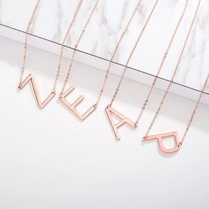 ラージイニシャルレターネックレスラージアルファベットペンダントパーソナライズドスクリプトモノグラムネームレターゴールドチェーン - Product Image 3