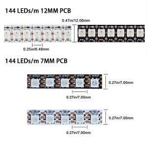 Dc5v ws2812b 144 אדום/m 7 מ מ "מ 10 מ" מ 12 מ "מ גמיש pcb הנתב Rgbic ws2812 ליטר רצועה קלה ws2812 - Product Image 2