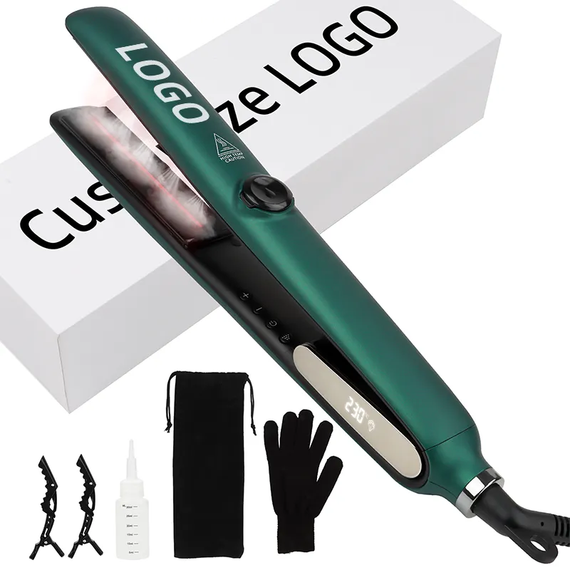 Customize Your Logo 4 MCH Fast Heated Static-Free Hair iron Professional infrared Steam Pond Hair Straightener