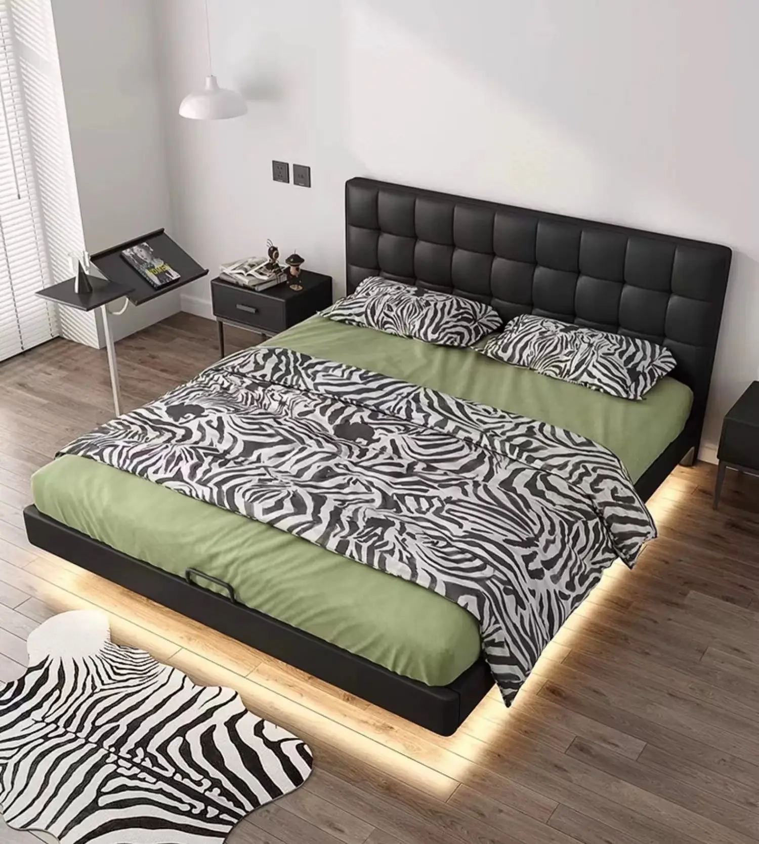 Furnitur kamar tidur ukuran King, tempat tidur kulit sederhana Modern kualitas tinggi