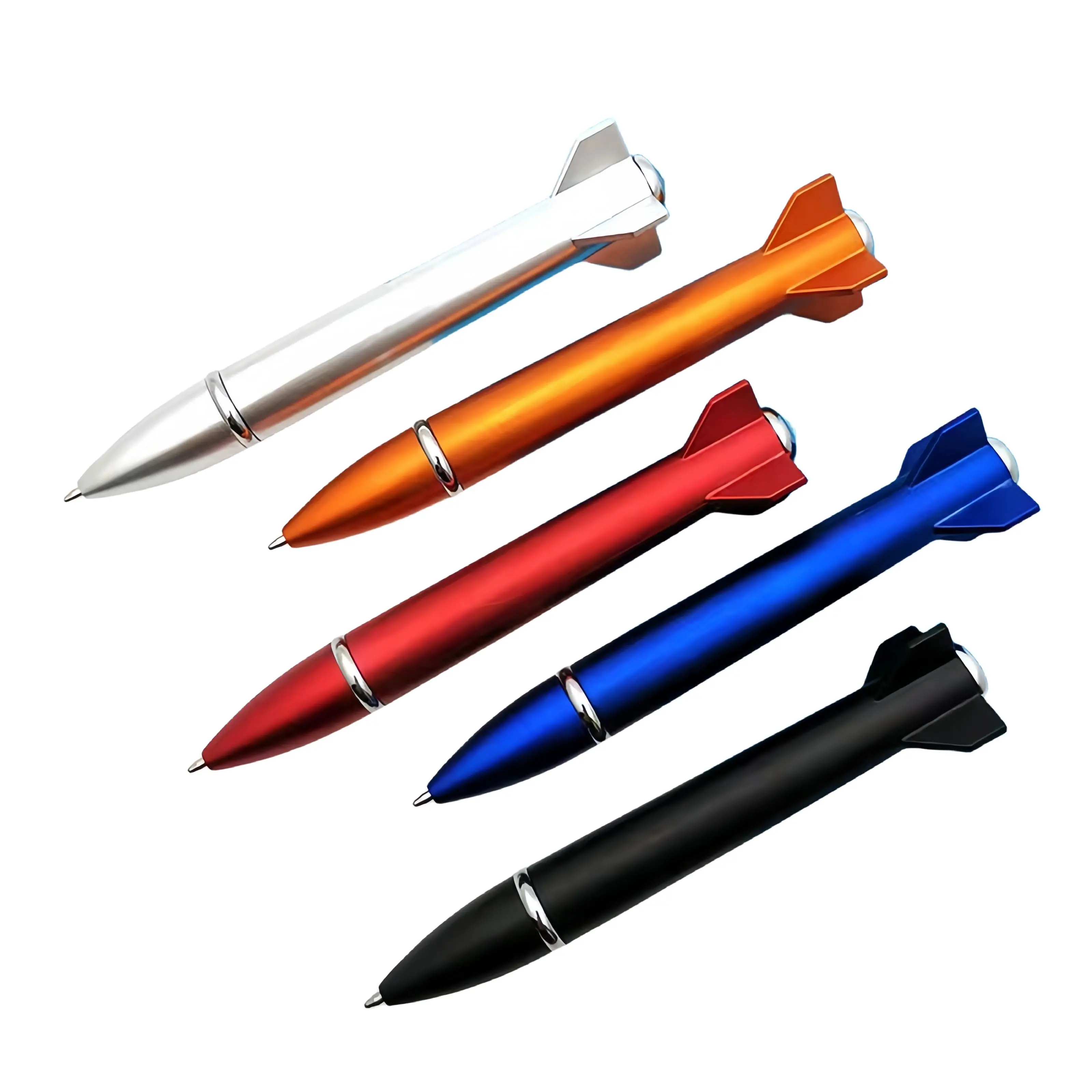 Custom logo Creative Funny Rocket Missile Model LED Ballpoint Pen Novelty Advertising Ballpoint Pens