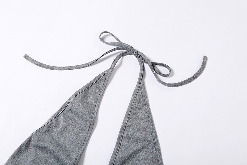 2022 summer new fashion deep V-neck Halter backless solid color wrinkled temperament slim dress