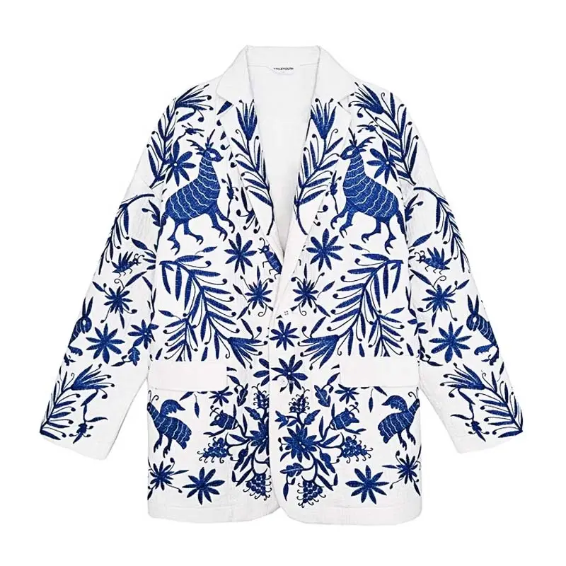 VALLEYOUTHヘルーレトロデザイン、刺繍とゆったりとしたトレンドスーツジャケット