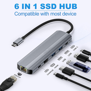 USB-C Hub (6 in 1) yerleştirme istasyonu ile 4K HDMI 2.0 5Gbps USB 3.0 USB tip C PD şarj Ethernet RJ45 adaptörü dönüştürücü - Product Image 2