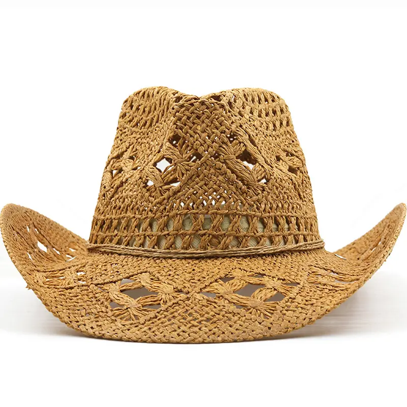 2024 Venta al por mayor Moda de verano Sombrero personalizado Sombreros de vaquero de paja Sombreros de paja de vaquero mexicano para mujeres y hombres Unisex