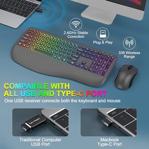 Eyboard e ireless, Ombo con 7 Colors acklit, Rist Rest, 2,4G recargable - Product Image 5
