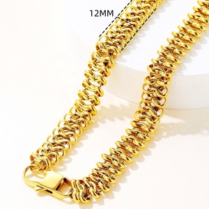 18K altın kaplama şık Metal birbirine Link zinciri çift döngü kolye Hip Hop aksesuar - Product Image 5