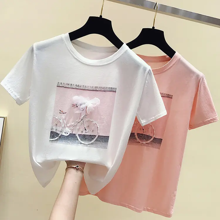 Venta al por mayor lindo coreano camiseta para niñas