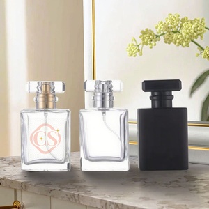 Chất lượng cao rõ ràng chai thủy tinh màu đen cho nước hoa 30ml <span class=keywords><strong>50ml</strong></span> 100ml bơm lại cổ điển tùy chỉnh thiết kế vuông chai nước hoa sang trọng - Product Image 1