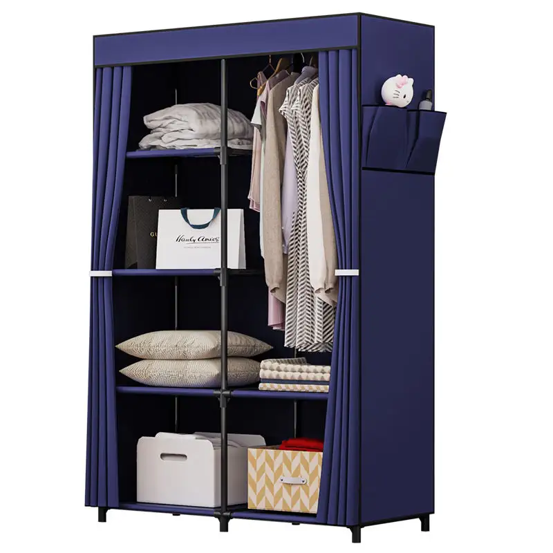 Vente en gros usine production grande armoire pliable en tissu métallique support de garde-robe en tissu métallique armoire en tissu OEM