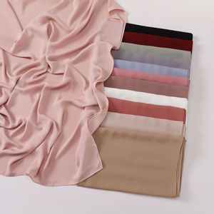 Islam Kamala 70*175cm büyük ölçekli inci şifon eşarp katı renkli uzun şifon ipek kırışıklık dayanıklı taklit ipek - Product Image 2