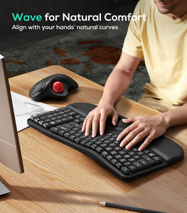 Wave Keys 2.4GHz Wireless USB Ergonomic <strong>Keyboard</strong> with Cushioned Palm Rest New Condition <strong>Computer</strong> Accessory for Desktop <strong>Use</strong>