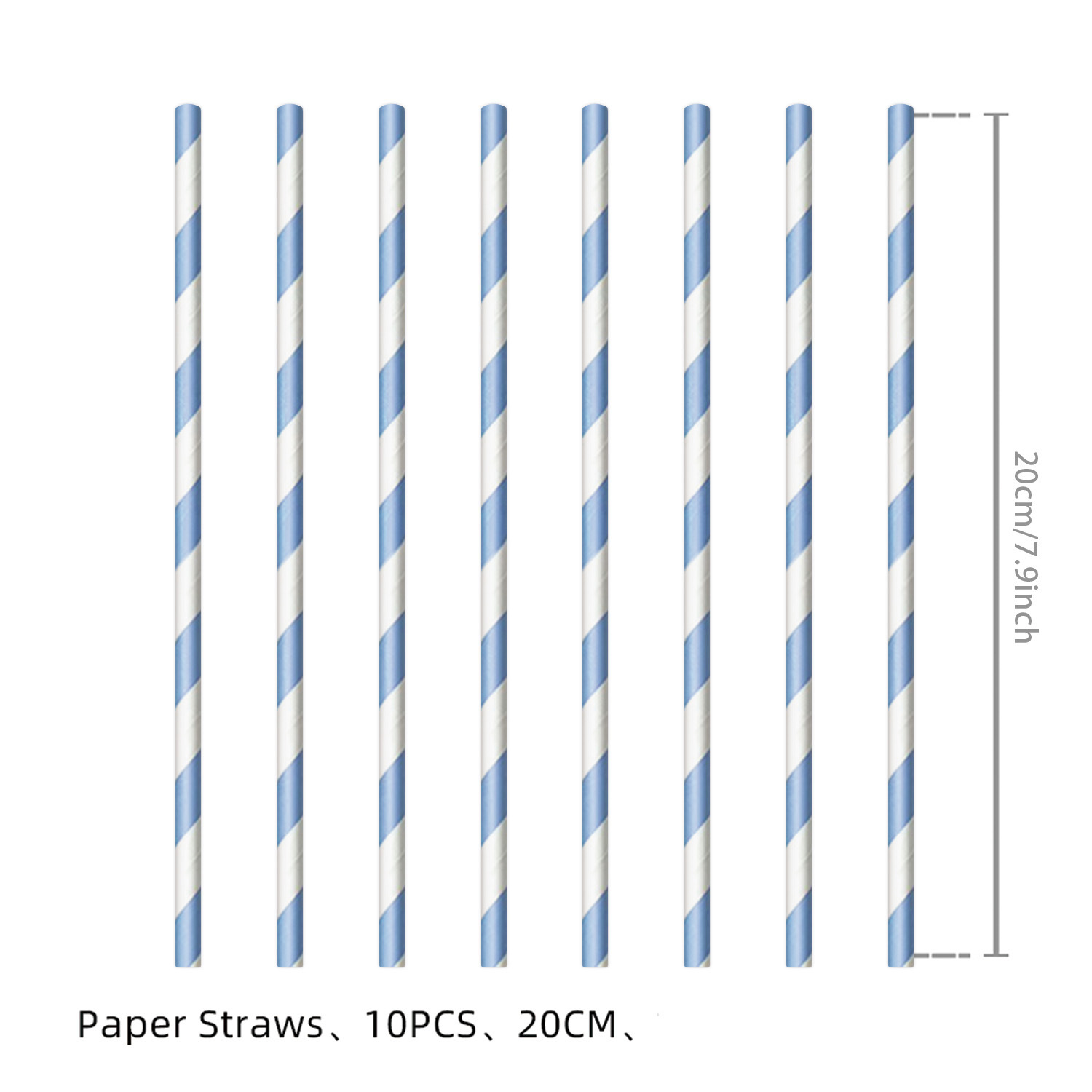 Paille papier rayée rose 10p