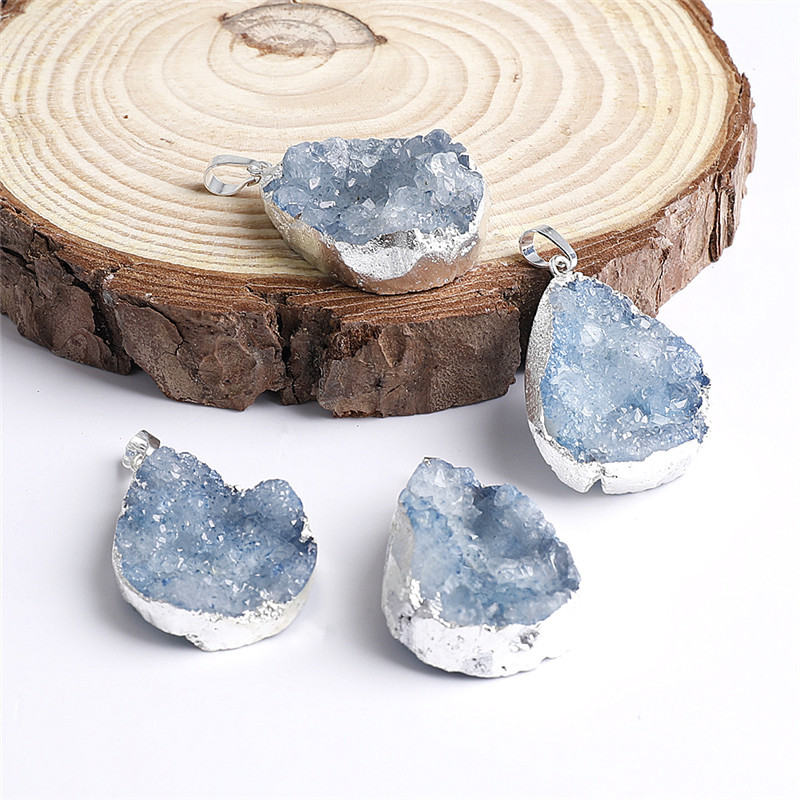 HUIYING Factory Direct High Quality blue lace <strong>agate</strong> with druzy pendant gold <strong>large</strong> tower gift - Product Image 2