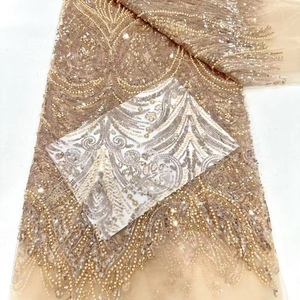 奢华手工珠子蕾丝面料亮片蕾丝面料<span class=keywords><strong>2025</strong></span>高品质蕾丝